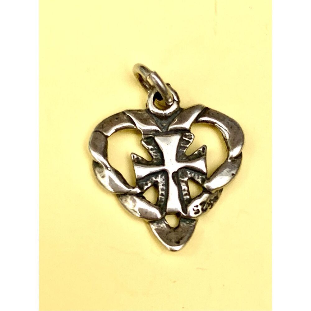 .925 Heart Cross Sterling Silver Jewelry Charm #faith #cross